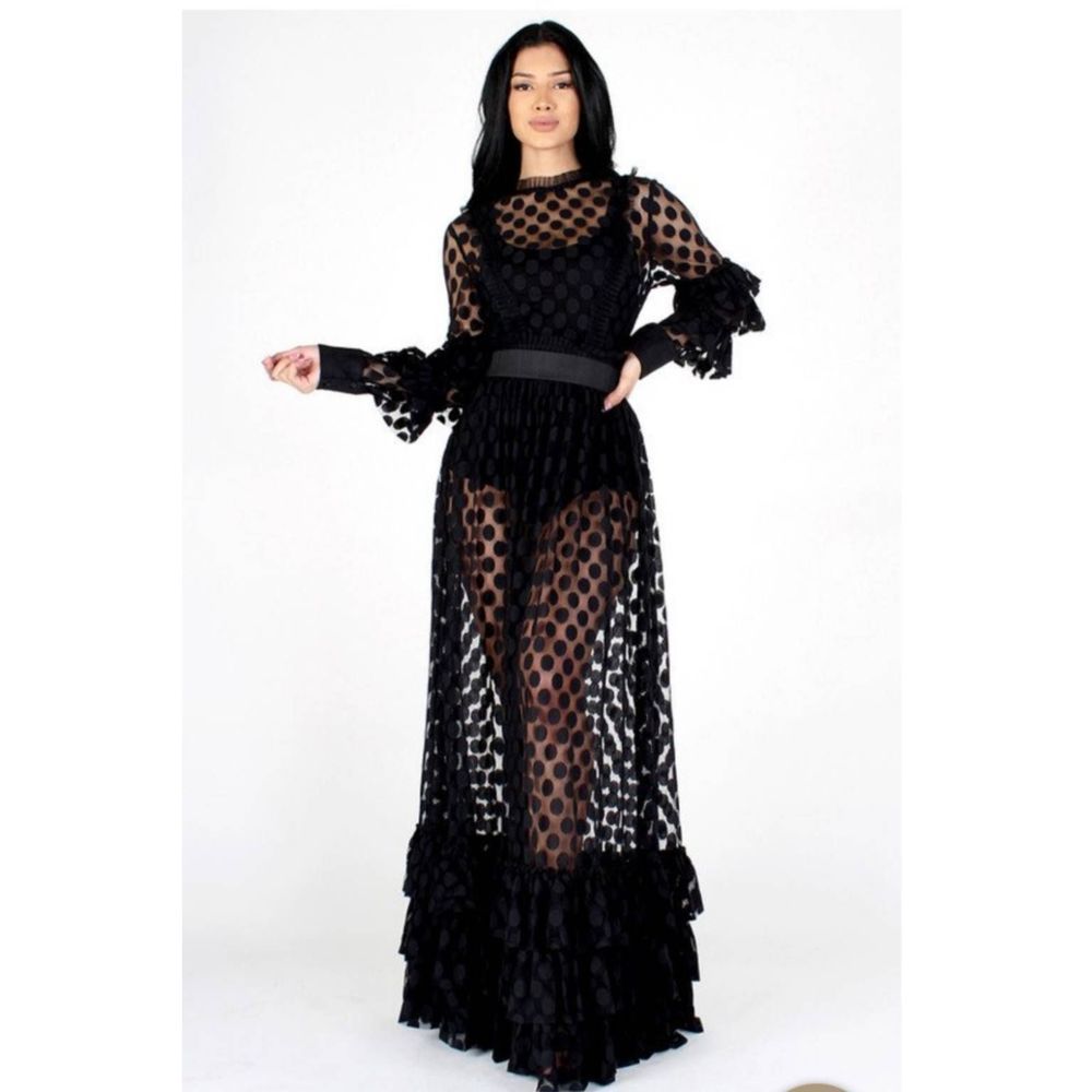 Eien Sheer Polka Dot Maxi Dress